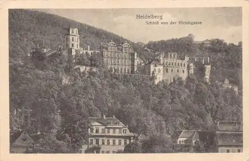 B095 Deutschland Heidelberg Schloss von der Hirschgasse Schloss Postkarte