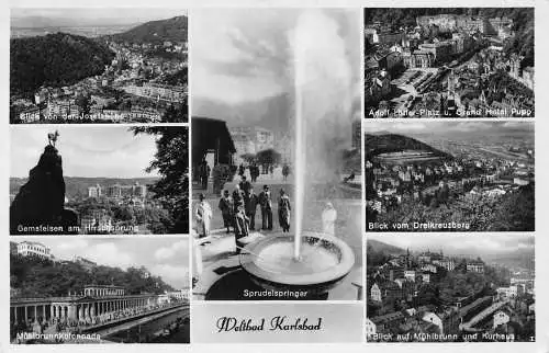 B095 Tschechien 1943 Karlsbad Karlsbader Brunnen Mehrfachansicht RPPC Postkarte
