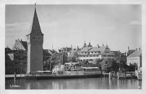 B095 Deutschland 1931 Lindau Dampfschiff RPPC Vintage Postkarte