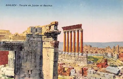 Libanon Baalbek Tempel des Jupiter und Bacchus Vintage Postkarte