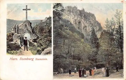 Deutschland Harz Ilsenburg Ilsenstein Kreuz Berg Vintage Postkarte