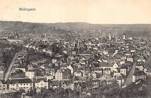 B096 Deutschland 1916 Stuttgart Gesamtansicht 1. Weltkrieg Feldpostkarte