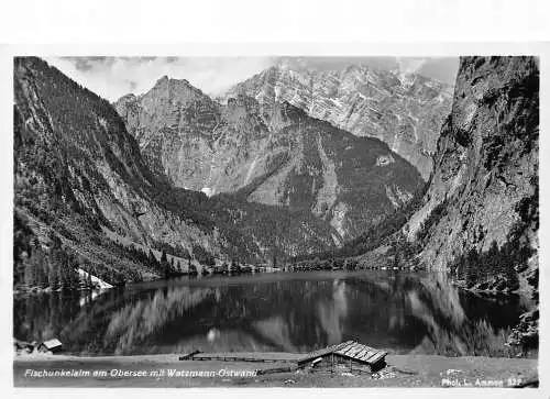 B096 Deutschland Fischunkelalm am Obsersee mit Watzmann Ostwandsee RPPC Postkarte