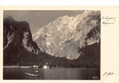 B096 Deutschland 1938 St. Bartholoma mit der Watzmannsee Vintage Postkarte