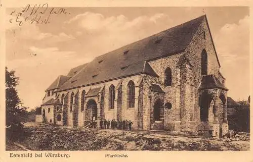 B096 Deutschland 1925 Estenfeld bei Würzburg Pfarrkiche Kirche Vintage Postkarte