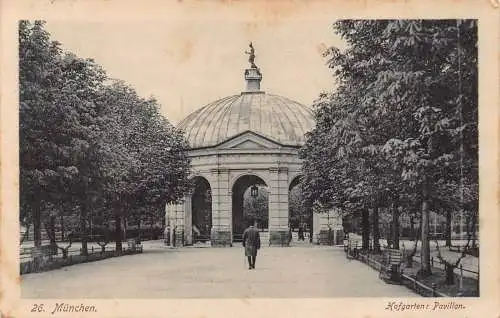 B096 Deutschland 1924 München Hofgarten Pavillon Garten Vintage Postkarte