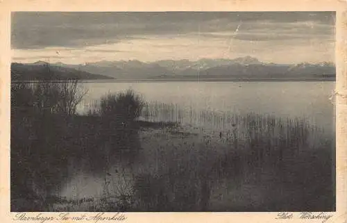 B097 Deutschland 1925 Starnberger See mit Alpenkette See Vintage Postkarte