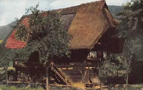 B097 Deutschland 1918 Traditionelles Schwarzwaldhaus Vintage Postkarte