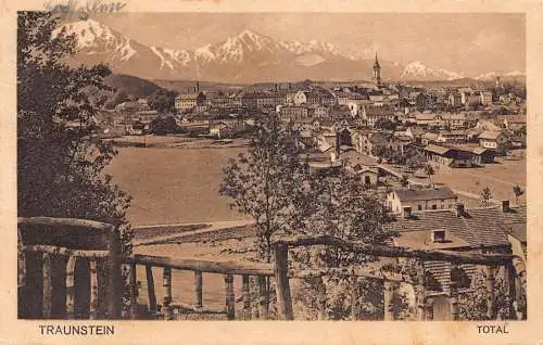 B097 Deutschland 1921 Traunstein Gesamtansicht Vintage Postkarte