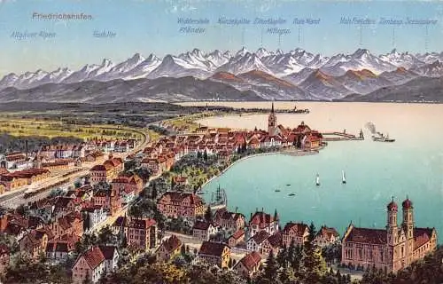 B097 Deutschland 1924 Friedrichshafen Gesamtansicht Vintage Postkarte