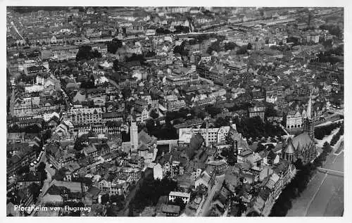 B097 Deutschland Pforzheim vom Flugzeug Luftaufnahme RPPC Postkarte
