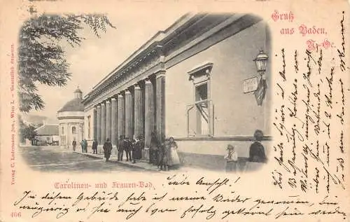 Österreich 1898 Gruss aus Baden Carolinen und Frauen Bad Vintage Postkarte