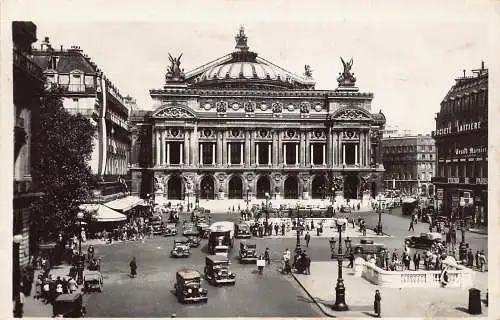 B098 Frankreich Paris Place de l'Opera Autos RPPC Vintage Postkarte
