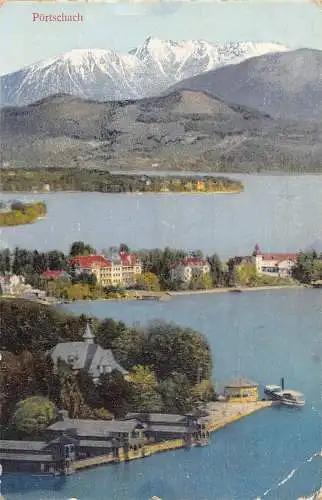 B098 Österreich 1927 Poertschach Gesamtansicht Vintage Postkarte
