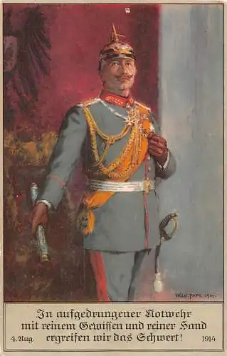 B101 Deutsches Königtum 1916 Kaiser Wilhelm II Militäruniform WWI Feldpostkarte