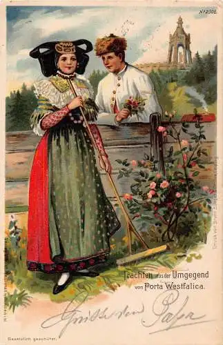 B101 Trachten 1902 Trachten aus Umgebung Porta Westfalica Postkarte