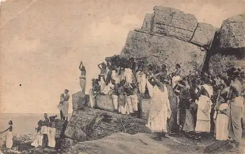 Sri Lanka Ceylon Old Koneswaram Temple Ritual Vintage Postkarte