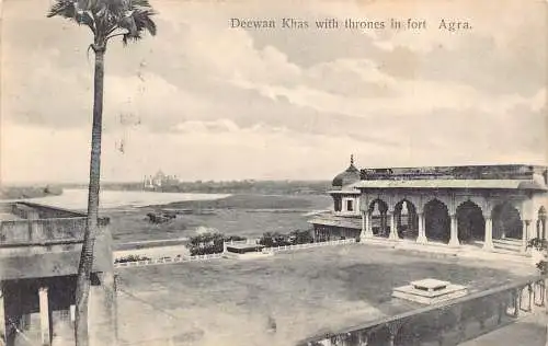 Indien 1915 Deewan Khas mit Thronen im Fort Agra Postkarte