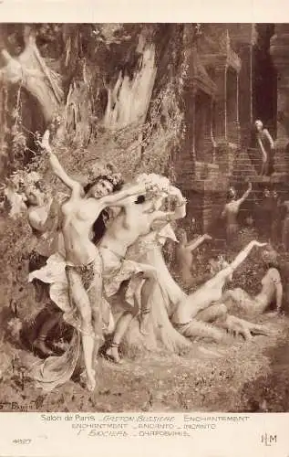 Salon de Paris von Gaston Bussiere Akt Kunst gewagte Vintage Postkarte