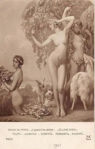 Salon de Paris von Quentin Brin Jugend Akt Kunst gewagte Lämmer Vintage Postkarte