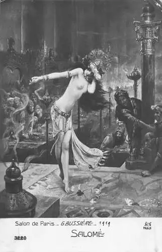 Salon de Paris von G Bussiere - Salome Akt Kunst gewagte Vintage Postkarte