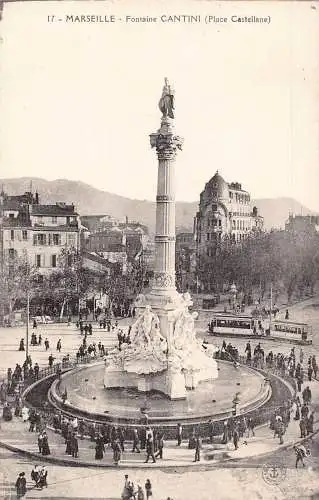 Frankreich Marseille Fontaine Cantini Place Castellane Vintage Postkarte