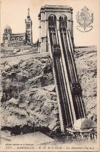 Frankreich Marseille ND DE la Garde Ascenseurs Standseilbahn Vintage Postkarte