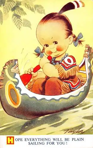 Kinder Bamforth Comic Humor Mädchen Ruderboot einfach segeln für Sie! Postkarte