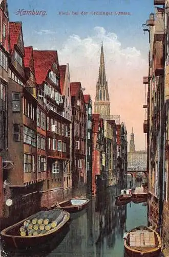 Deutschland Hamburg 1918 Flotte bei Groenigerstraße Kanalboote Postkarte