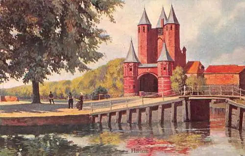 Deutschland Hamburg 1908 Harlem Bridge River Art Vintage Postkarte