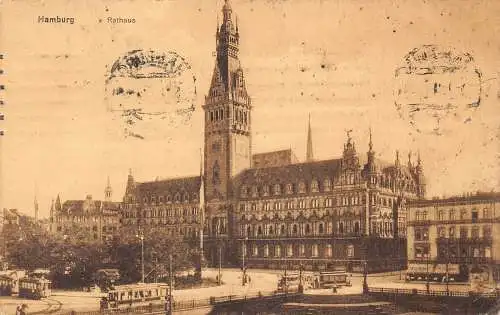 Deutschland 1919 Hamburg Rathaus Rathaus Vintage Postkarte