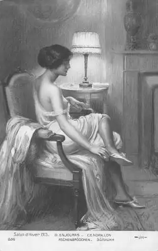 L464 Salon de 1913 D. Enjolras Cendrillon Seminude Frau gewagte Postkarte