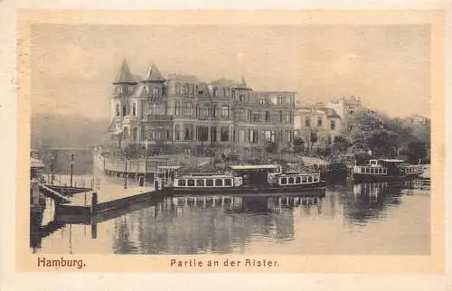 Deutschland Hamburg 1908 Partie und der Alster Boote Vintage Postkarte