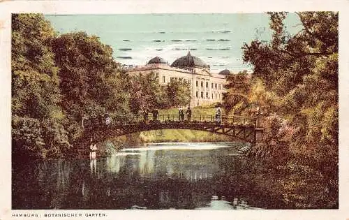 Deutschland Hamburg 1909 Botanische Gartenbrücke Vintage Postkarte
