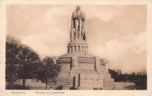 Deutschland Hamburg 1917 Bismarck Denkmal Vintage Postkarte