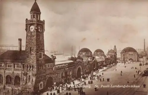 Deutschland Hamburg St Pauli Landungsbrücken Turmuhr RPPC Postkarte
