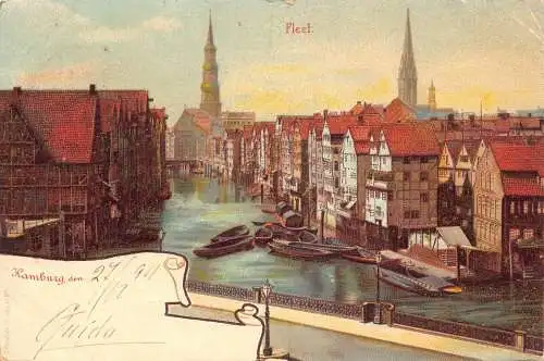 Deutschland Hamburg 1901 Flotte Bots Litho Vintage Postkarte