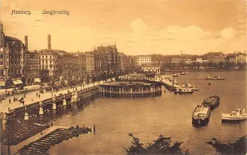Deutschland Hamburg 1910 Jungfernstieg Vintage Postkarte