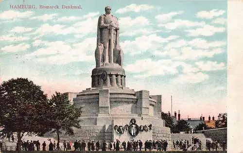 Deutschland Hamburg 1908 Bismarck Denkmal Postkarte