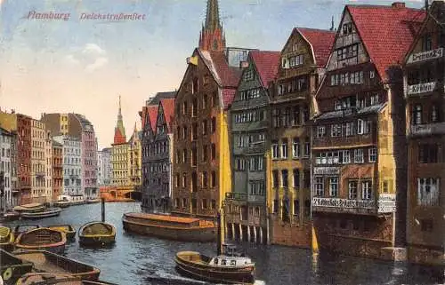 Deutschland Hamburg 1927 Deichstrassenflet Boote Vintage Postkarte