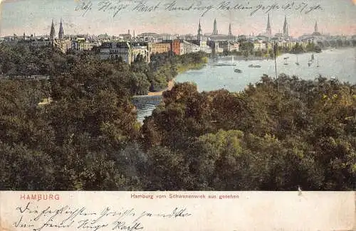 Deutschland Hamburg 1908 vom Schwanenwiek aus gesehen alte Postkarte