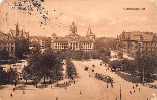 Deutschland Hamburg 1913 Oberlandesgericht Straßenbahn Vintage Postkarte