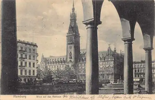 Deutschland Hamburg 1909 Blick auf das Rathaus Rathaus Vintage Postkarte