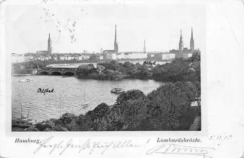 Deutschland Hamburg 1905 Lombardsbrücke alte Postkarte