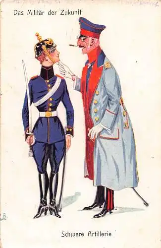 B101 Deutsches Militär der Zukunft 1. Weltkrieg Rauch Zigarette 1918 Künstler signierte Postkarte