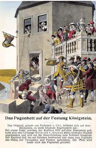 B103 Deutschland Pagenbett auf Festung Königstein Kunst Mittelalter Szene Postkarte
