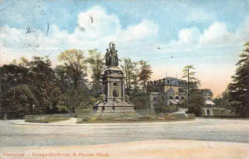 Deutschland Hannover Hannover 1909 Kriegerdenkmal Neues Haus Denkmal Postkarte