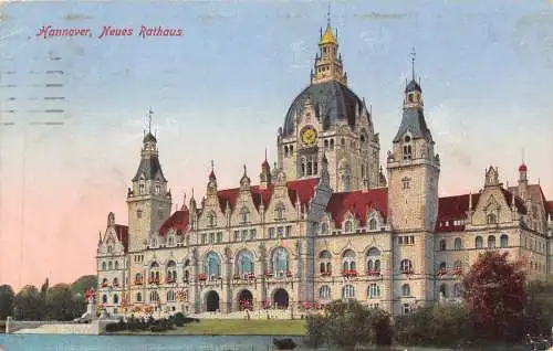 Deutschland Hannover Hannover 1916 Neues Rathaus Vintage Postkarte