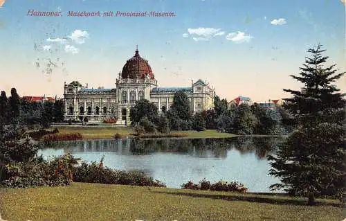 Deutschland Hannover Hannover 1912 Maschpark mit Provinzial Museum Vintage Postkarte