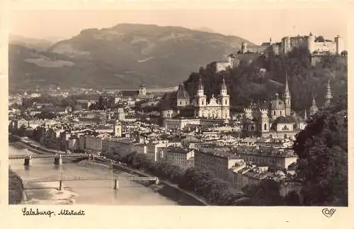 B098 Österreich 1938 Salzburg Altstadt Altstadt RPPC Vintage Postkarte
